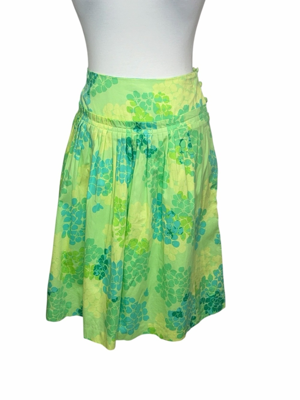 Anthropologie Odille Green Floral Pleated Women's Skirt